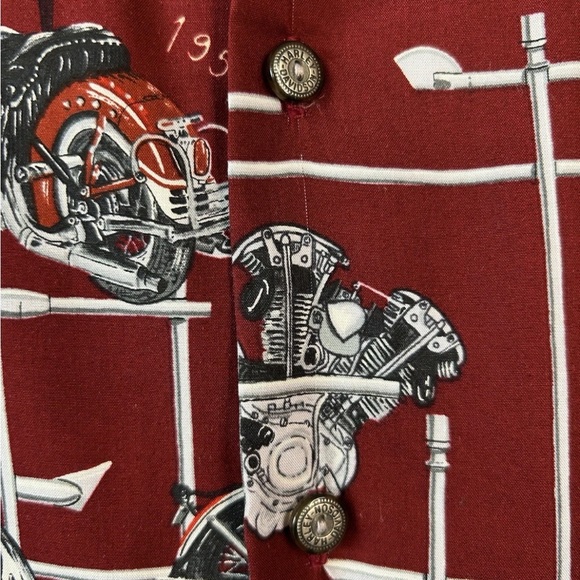 Vintage Harley Davidson Y2K Hawaiian Shirt XL USA Tori Richard - Picture 5 of 9